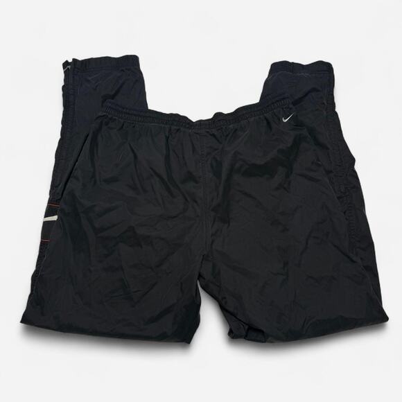 Nike Black Swoosh Track Pants Men’s Size L Windbreaker Athletic Nylon - Picture 2 of 7